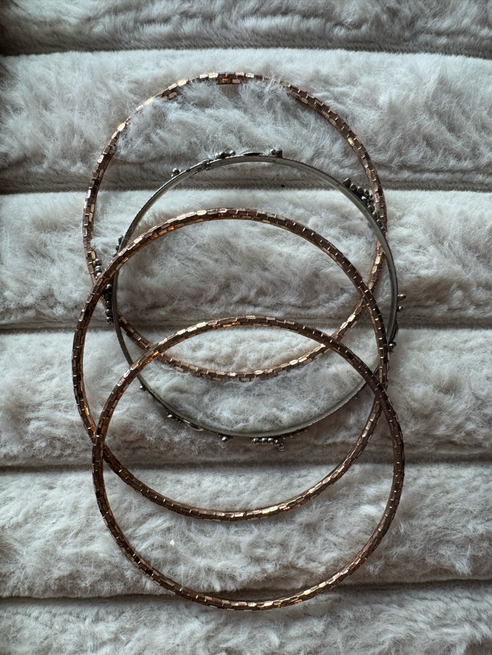 Mixed Metallic Textured Stacking Bangle Bracelets Set of 4